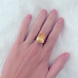 Canary teardrop cocktail ring